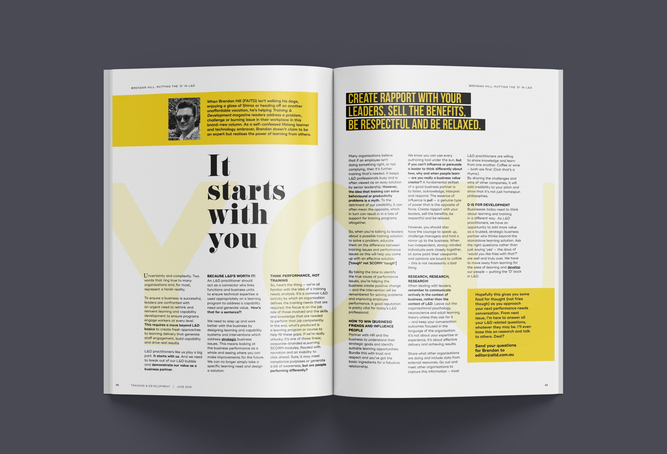 Spread titled It starts with you, with yellow highlights