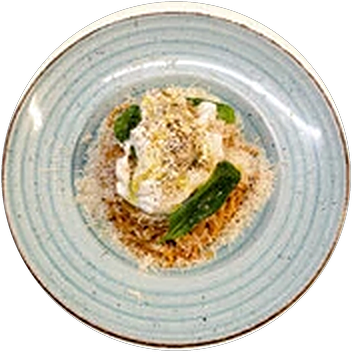 Pasta with stracciatella and basil