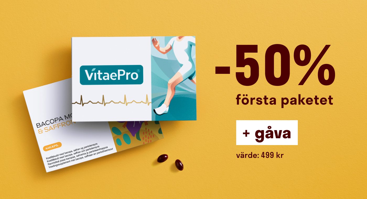 Offer banner: 50% off the first pack, plus a gift