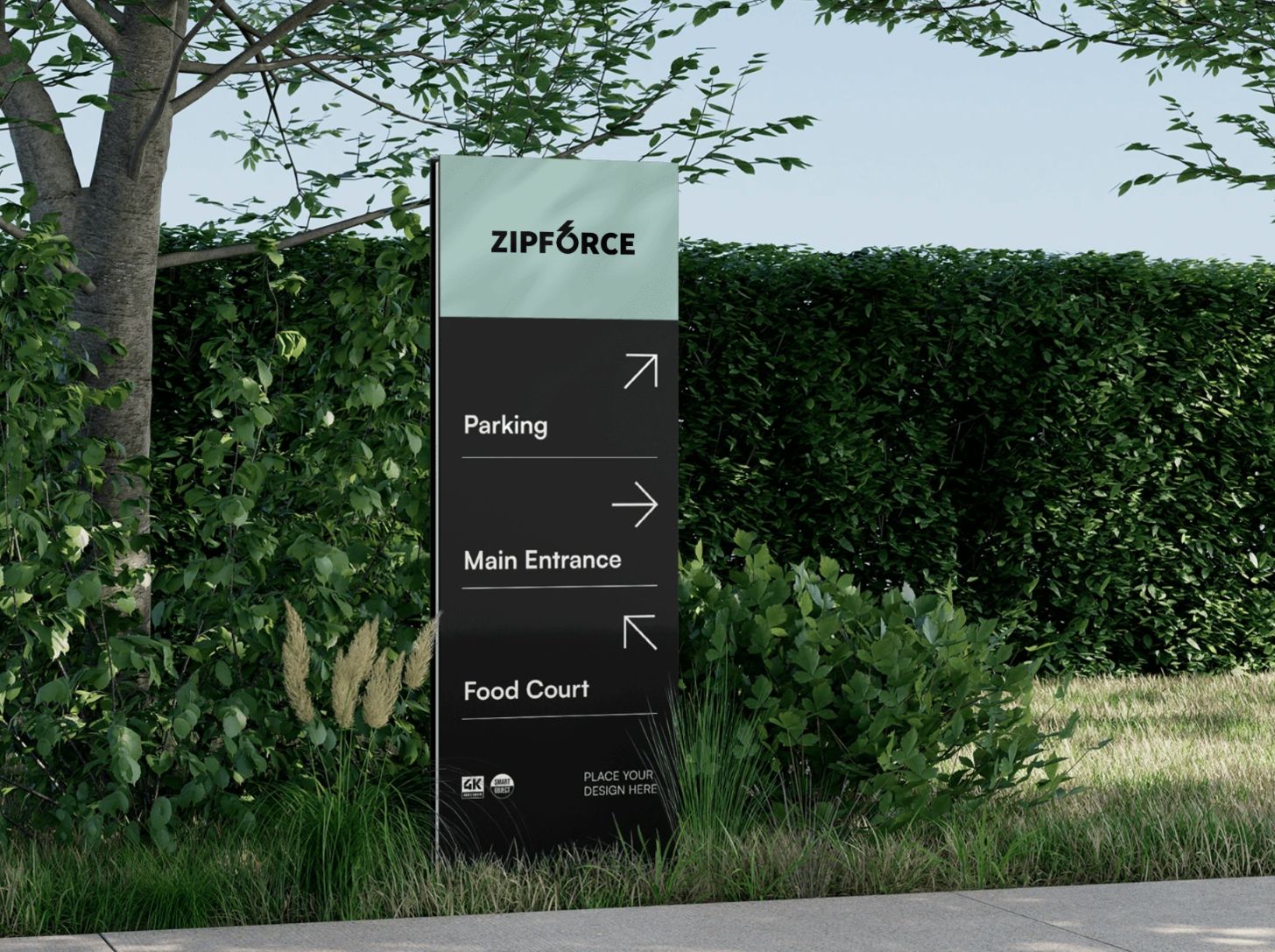 Zipforce wordmark on outdoor wayfinding signage